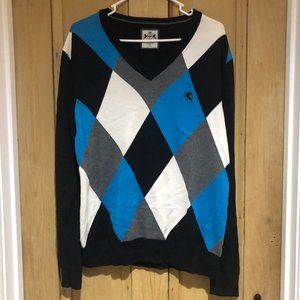 Black, White, and Blue Argyle Sweater